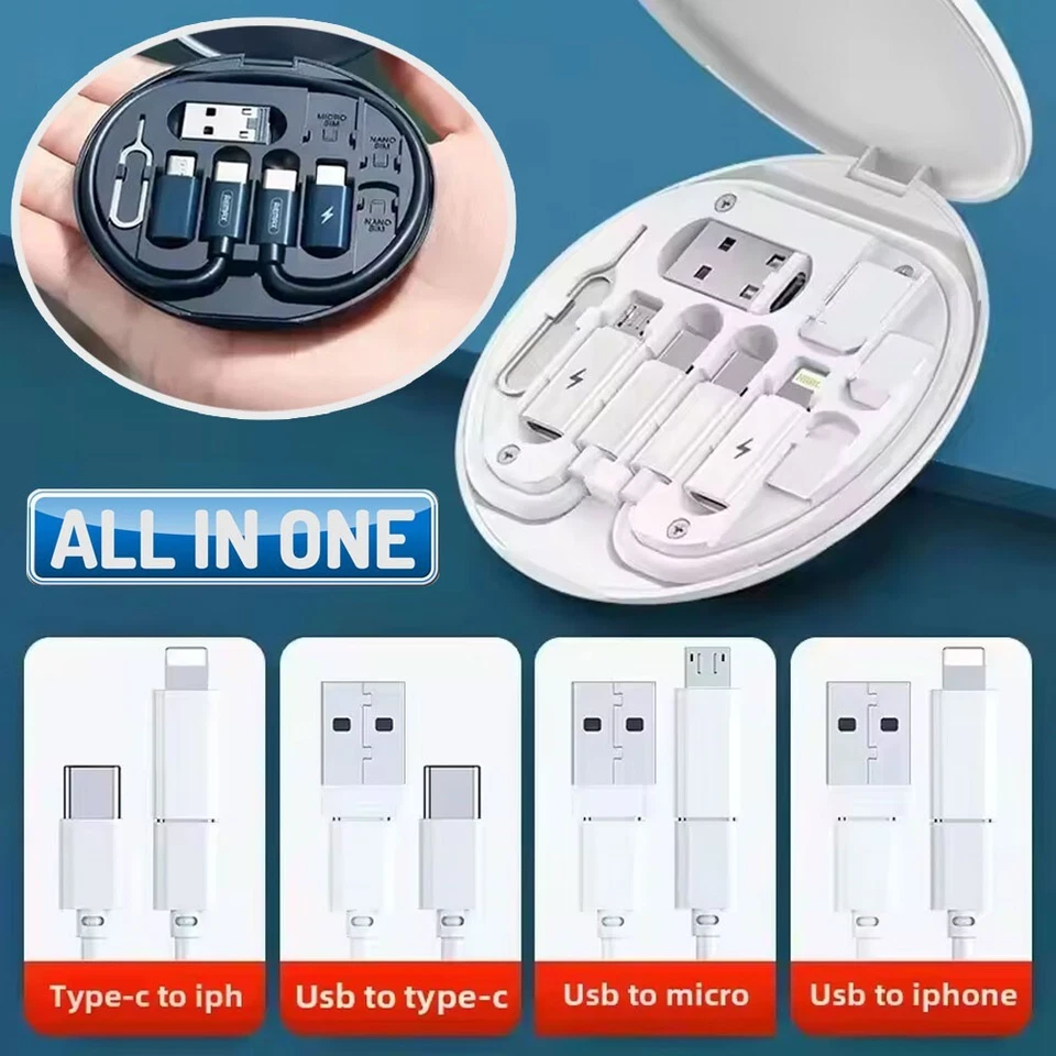 Type USB C Micro-USB Cable Storage Box Charging Holder Adapter iPhone Cable Kit - image 3 of 4