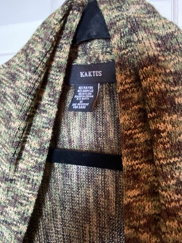 Kaktus Women’s Open Front Geometric Print Cardigan Waterfall Size 1X - Picture 3 of 6
