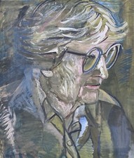 Brigitte Tietze Westberlin Ölgemälde Porträt Kopf Frau mit Brille 80er Jahre 