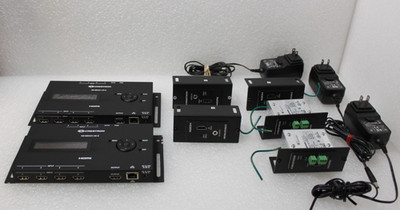 Lot of 7 Crestron HD-MD4X1-4K-E 4x1 4K HDMI Switcher , HD-TX4-C-B and HD-TX3-C-B