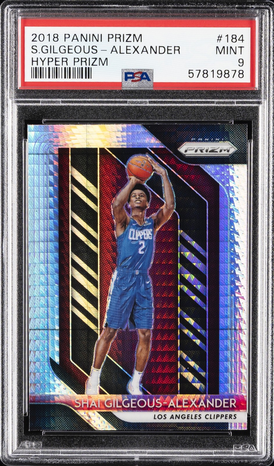 2018 PANINI PRIZM HYPER PRIZM #184 SHAI GILGEOUS-ALEXANDER ROOKIE RC PSA 9