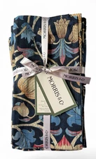Morris & Co Dinner Fabric Napkins Lodden Navy Blue Cotton 20x20 Set of 8