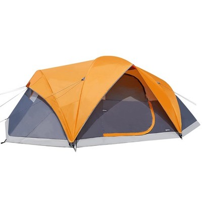 8-Person Camping Tent, 3-Season Dome Design with Rainfly, Orange/Grey