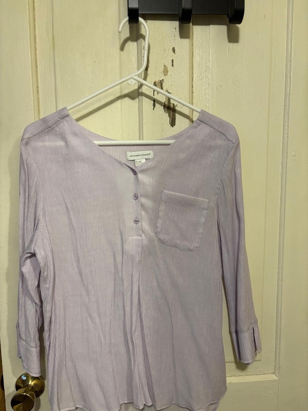 lavender womens top christopher and banks Medium V-neck long sleeved chiffon