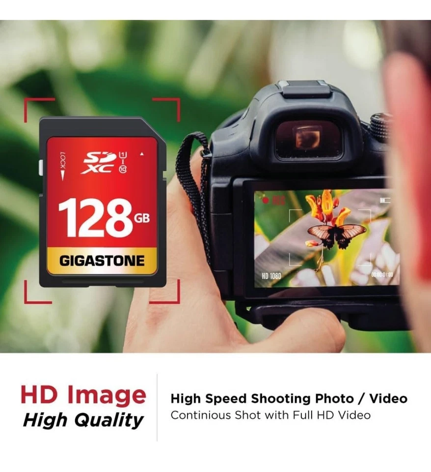 Gigastone 128GB X2 SD Card Memory Card for Cameras Full HD Video SDXC U1 Class10 - Image 4 of 4