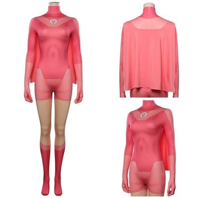 Atom Eve Cosplay Costume Invincible roleplay Atom Eve pink Jumpsuit Cloak outfit