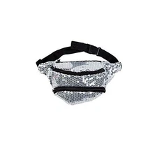 EXTREME 80'S SILVER SEQUIN FANNY PACK BELT BAG  - NEW!!