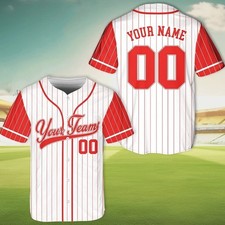 Custom Pinstripe Baseball Jersey, Personalized Team Name  Number Shirt