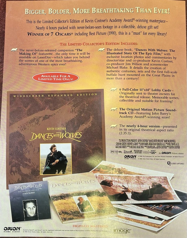 Dances With Wolves - Widescreen Laserdisc Limited Collector’s Edition - Image 2 of 4