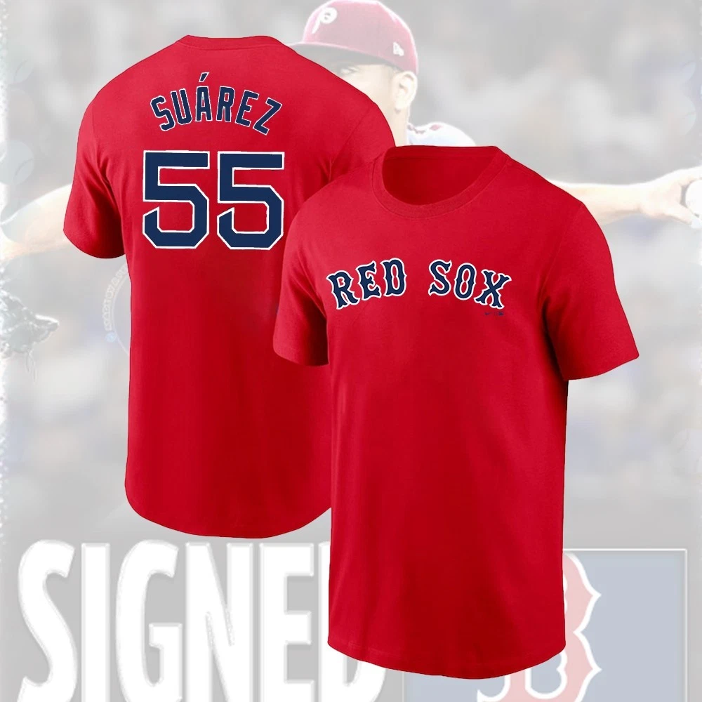 Ranger Suárez Boston Red Sox 2026 Player Name & Number Double Sided T-Shirt