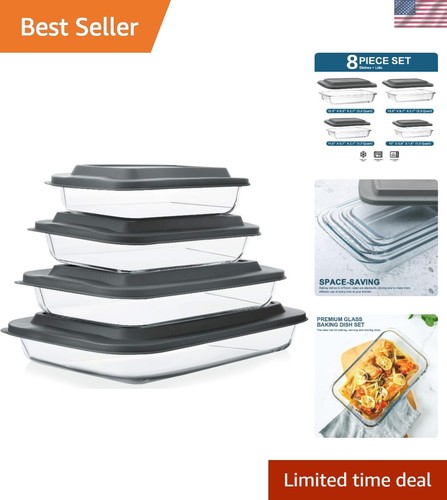 Versatile Glass Bakeware Set with Non-Slip Lids - Perfect for Cooking & Storing
