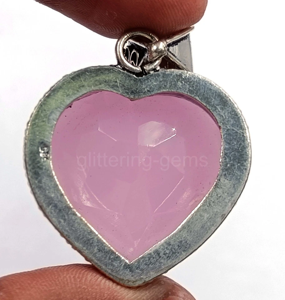 97.350Ct Pink Opal 925 Solid Sterling Silver Pendant Heart Cut IGL Gemstone 5MSB - Image 3 of 4