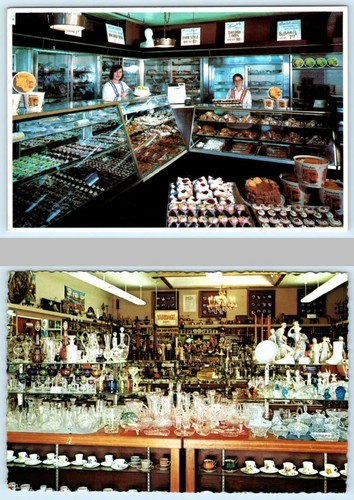 2 4x6 Postcards SOLVANG, CA Interiors RASMUSSEN'S GIFT SHOP, BIRKHOLM'S BAKERY