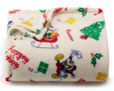 Mickey Mouse Christmas Graphics Soft Throw Blanket 5' x 6 ft - The Big One -New