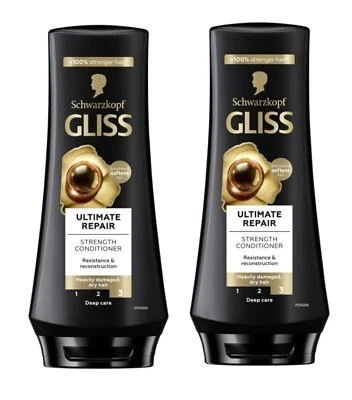 2 x Schwarzkopf Gliss ULTIMATE REPAIR Conditioner For Damaged Dry Hair 200 ML - Image 1 of 4