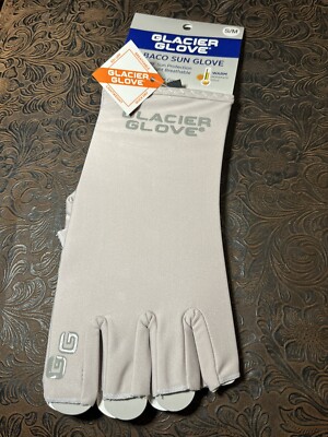 S/M Glacier Glove Abaco Bay Fingerless Sun Gloves - Light Grey Unisex