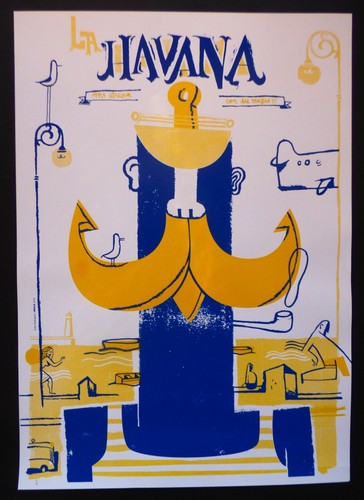 HAVANA CAPTURES ME WITH ITS MAGIC / Cuba Silkscreen Poster Salutes Cuban Capital - Picture 1 of 6