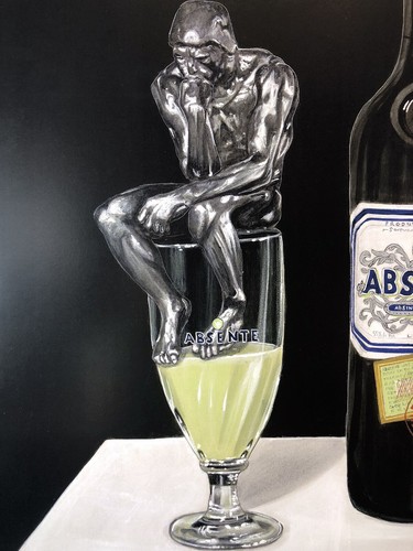 ABSINTHE Ad Poster, Homage A Rodin by artist John Pacovsky, New 19x26” - Picture 3 of 5