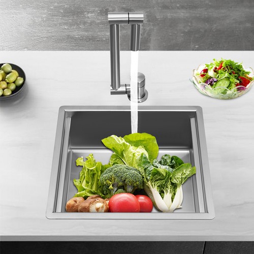 Flushmount Stainless Steel Sink Undermount Bar Sink Kitchen Sink w/ Faucet