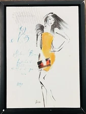 Signed Print Painting On Canvas Of Woman by Anna Dusza “All Dressed Up” Framed
