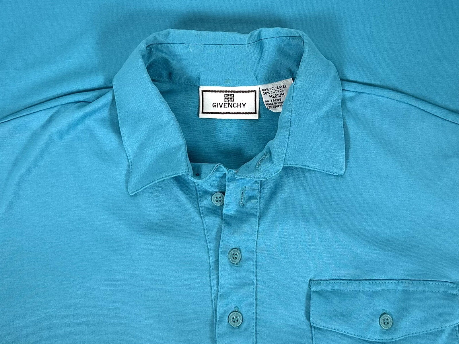Vintage Givenchy Polo Shirt Adult Size Medium Short Sleeve Shirt Turquoise thumbnail 7