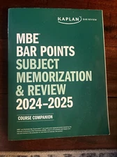 2024 - 2025 Kaplan Bar Multistate MBE Bar Points Subject Memorization and Review