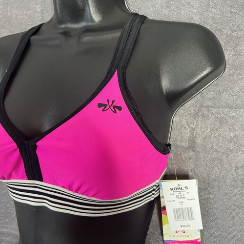 Sujetador deportivo acolchado rosa intenso ZX Sport para mujer talla pequeña nuevo con etiquetas - Imagen 3 de 14