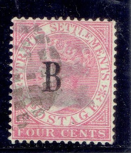 BANGKOK 1882 Straits Settlements B Overprinted 4c GU