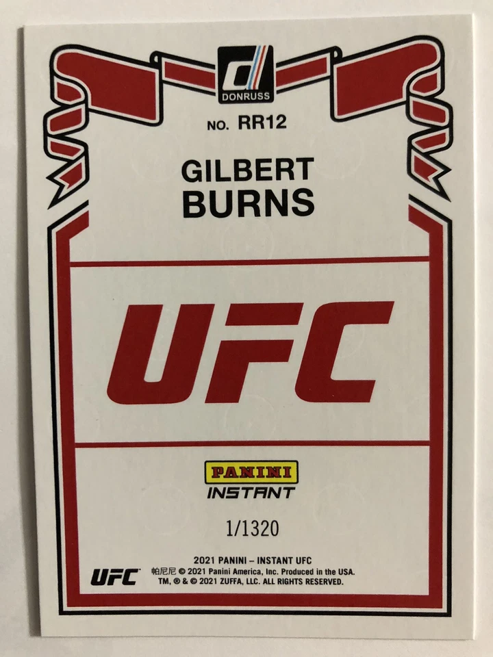 2021 UFC Panini Donruss Gilbert Burns Rated Rookie /1320 MINT Condition - Image 2 of 2