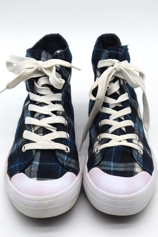 Joe Boxer Adolescente Estilos "Ry" Azul/A Cuadros Zapatilla Alta Mujer Talla 8 Excelente  Foto 3 de 4