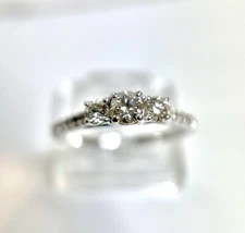 10kt White Gold Diamond Engagement Ring Three Stone Past Present Future Sz7 Thin