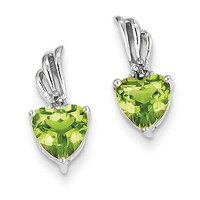 14k White Gold 0.5in Long Diamond And Peridot Heart Post Earrings on sale 14k White Gold 0.5in Long Diamond And Peridot Heart Post Earrings on sale