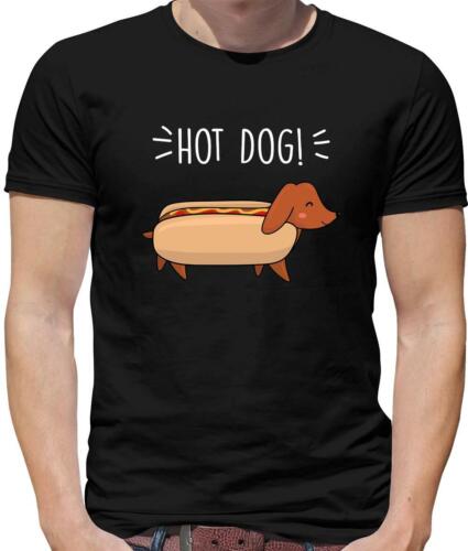 Hotdog (Dachshund) Mens T-Shirt - Sausage Dog - Cute - Food - Puppy - Dogs - Afbeelding 1 van 2