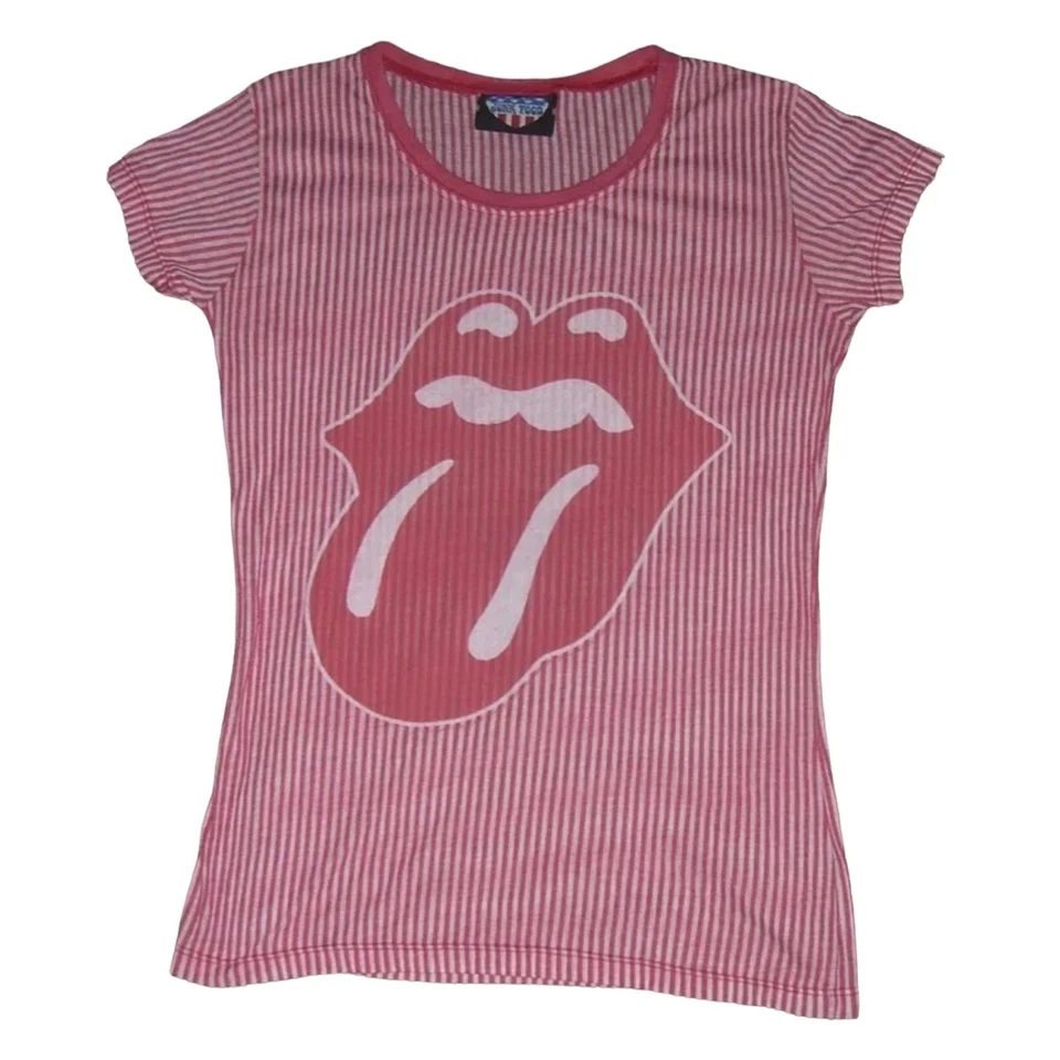 Camiseta de comida chatarra y2k Rolling Stones roja terciopelo aplastado grunge punk alt egirl Foto 2 de 4