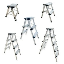 Heavy Duty Aluminum Ladder Dual Sided Folding Anti Slip Platform 1/2/3/4/5 Steps