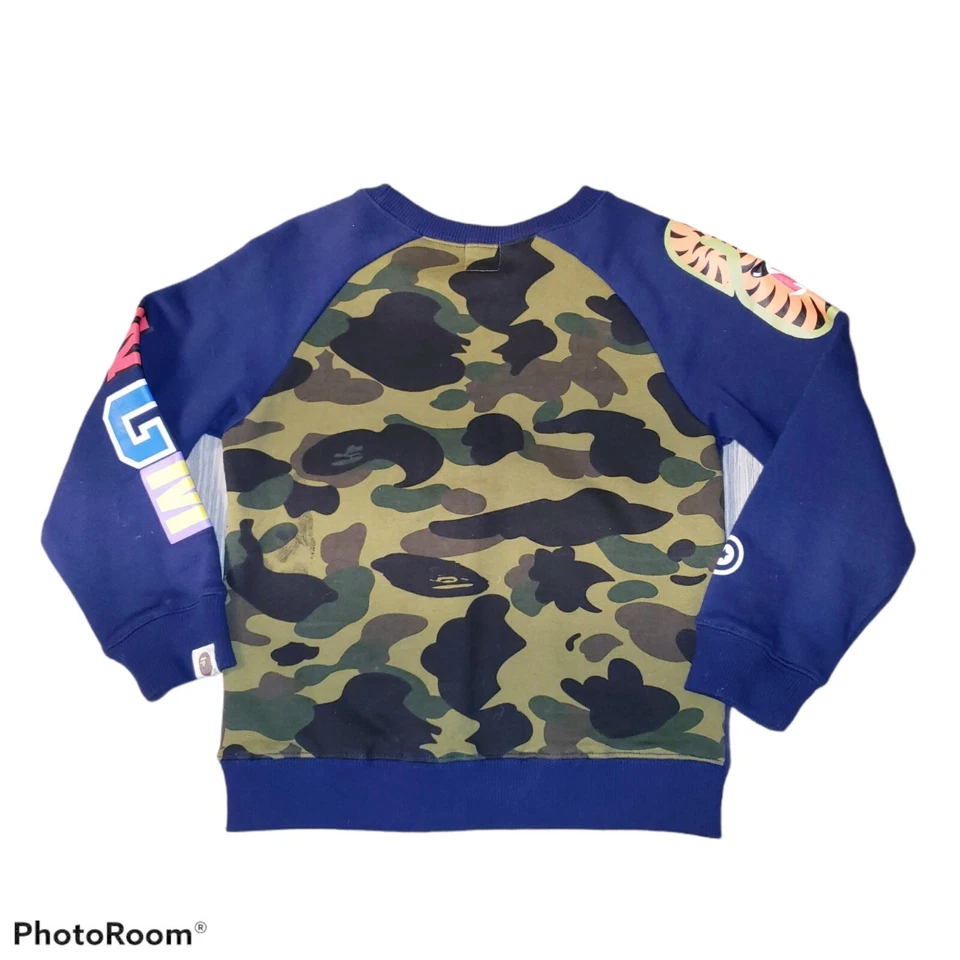 BAPE Baby A Bathing Ape Camuflado Azul WGM Tiburón Sudadera Cuello Redondo Niños 4-5 años Foto 2 de 4