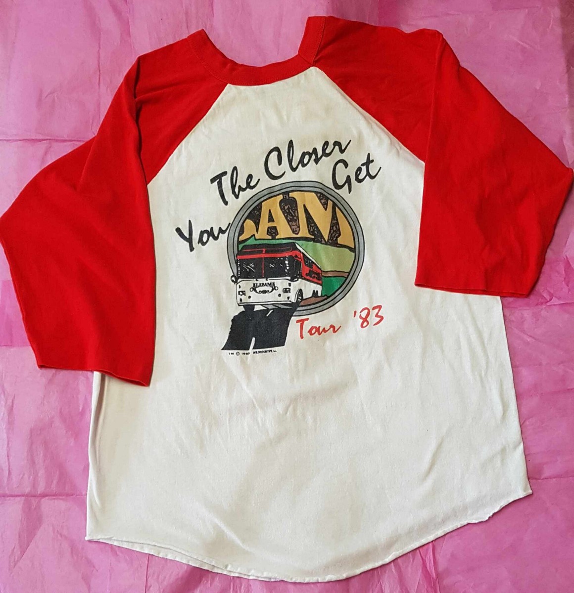 Vintage 1980's ALABAMA BAND TOUR T Shirt, Baseball T shirt