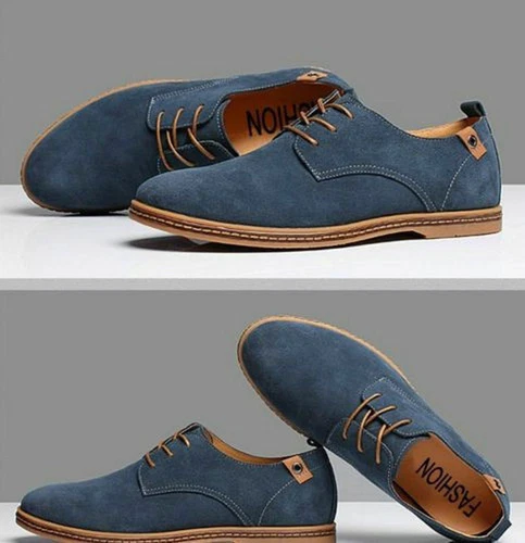 2021 Suede European style leather Shoes Men's oxfords Casual Multi Size Fashion - Picture 3 of 26