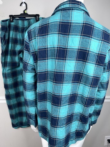 Lands End Women’s Flannel Pajama Set 2-pieceGreen XL 100% cotton Green black - Picture 5 of 6