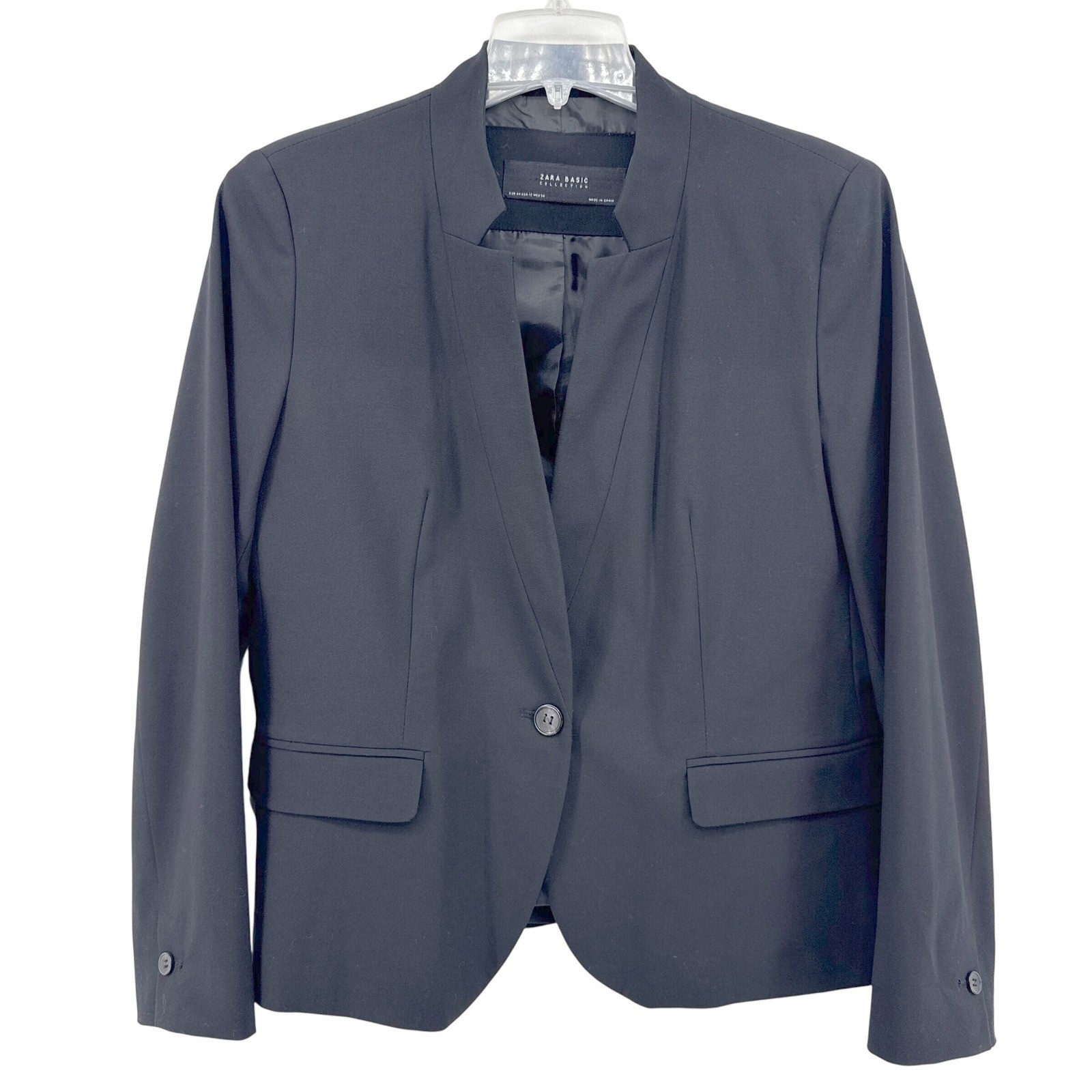 ZARA Basic Collection Black Collarless Blazer Wom… - image 1