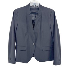 ZARA Basic Collection Black Collarless Blazer Womens Size 12 WITH FLAW