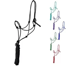 Majestic Ally 1/4" Rope 4 Knot Training Halter with 10’  Lead Rope for Horses