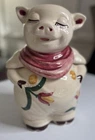 Rare Vintage 1940s Tulip Floral Shawnee Pig Cookie Jar Smiley USA Americana
