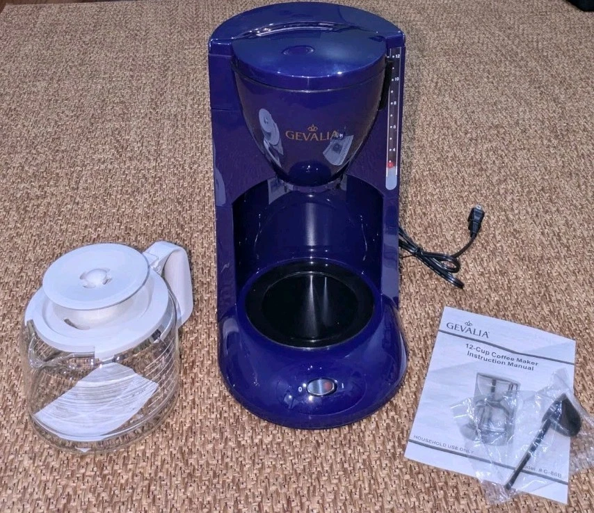 Purple Gevalia 1-12 Cup Coffee Maker C86B Series In Box w Universal Carafe Works