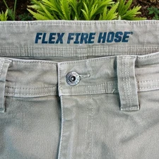 Duluth Trading Pants Mens 36x30 Khaki Flex Fire Hose Workwear Utility Pockets