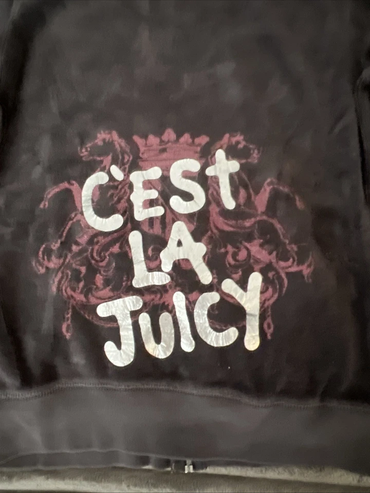 Juicy Couture Women's Size S Velour Basic Zip Hoodie Grey, 2000s Vintage - Image 2 of 4