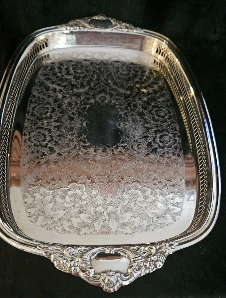 Vintage"NEW" RODD Silver Plated Serving Tray/Handles Large 13" X 20" RARE PIECE - image 3 of 4