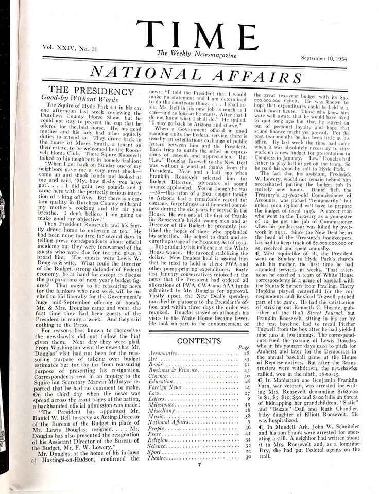 Vintage Time Magazine September 10, 1934 Vol 24 No. 11 ~ Donald Randall Richberg - Image 3 of 4