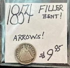 1854 Seated Liberty Half Dime w/Arrows Album Filler (bent) ENN Coins