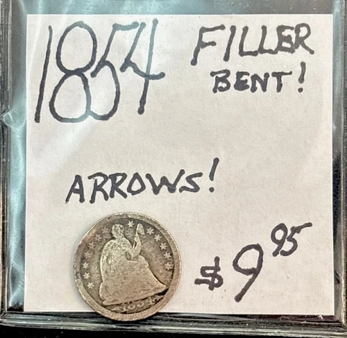 1854 Seated Liberty Half Dime w/Arrows Album Filler (bent) ENN Coins